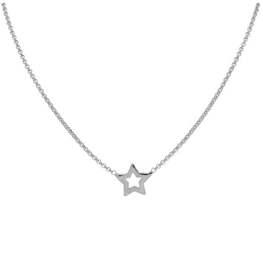  Kette - Stern - Silber - 38cm
