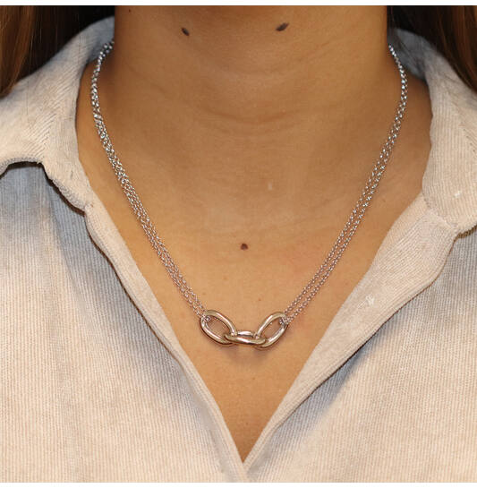  Collier - Trombone - Argent - 45cm