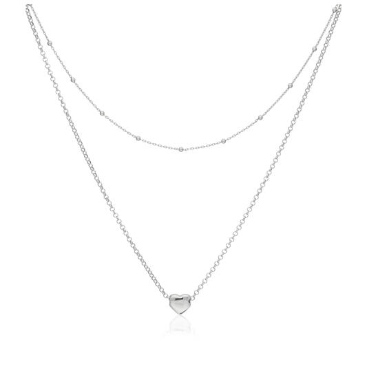  Necklaces with pendant - Heart - Silver - 45cm