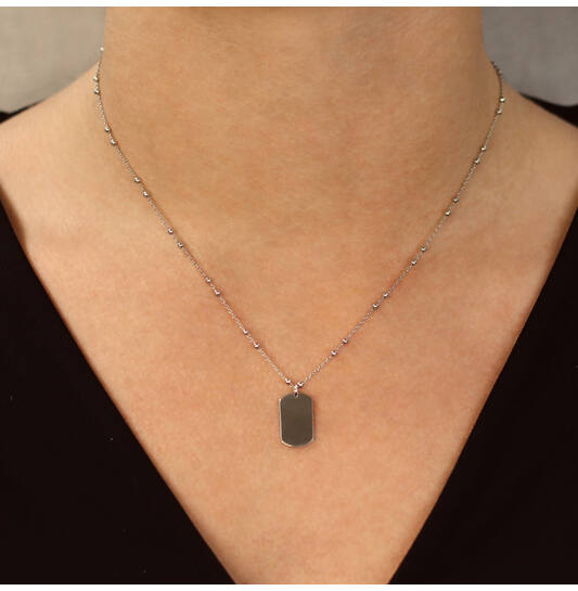  Collier - Graveerplaat - Anker - Zilver - 45cm