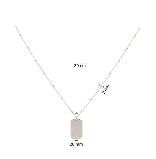  Collier - Graveerplaat - Anker - Zilver - 39-42cm