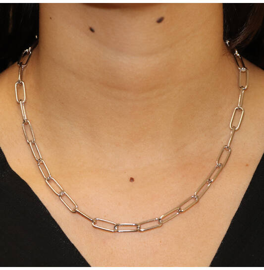  Gliederketten - Büroklammer - Silber - 45cm
