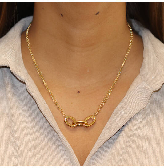  Necklaces with pendant - Paper clip - Silver - 45cm