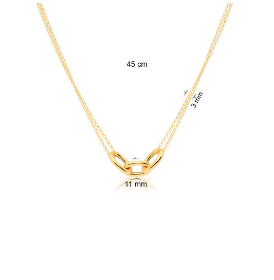 Necklaces with pendant - Paper clip - Silver - 45cm