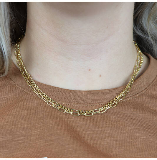  Collier - Figaro - Zilver verguld - 45cm