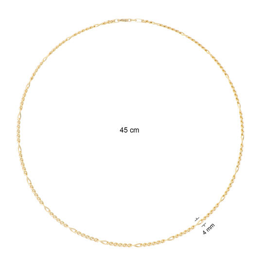  Collier - Figaro - Zilver verguld - 45cm