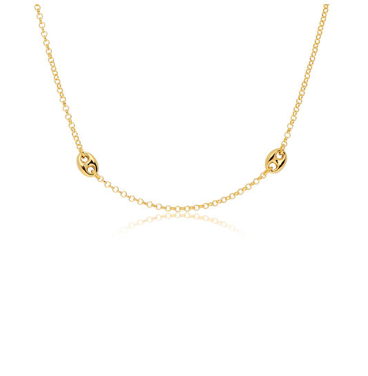  Schakelcollier - Anker - Zilver verguld - 60cm