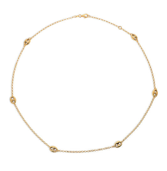  Schakelcollier - Anker - Zilver verguld - 60cm