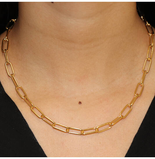  Schakelcollier - Paperclip - Zilver verguld - 45cm