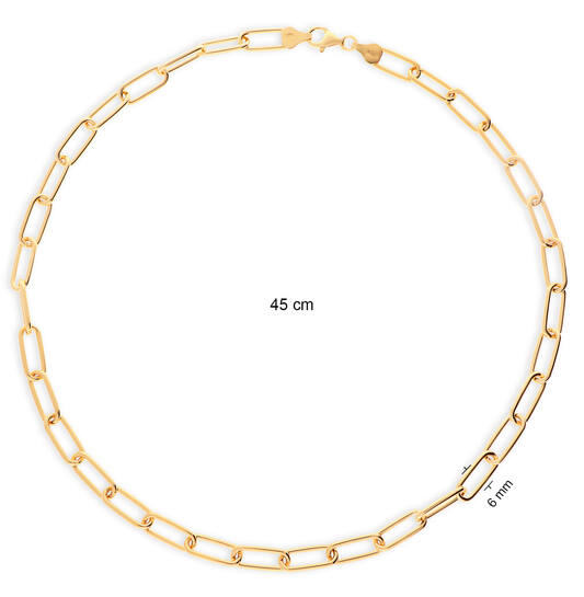  Schakelcollier - Paperclip - Zilver verguld - 45cm
