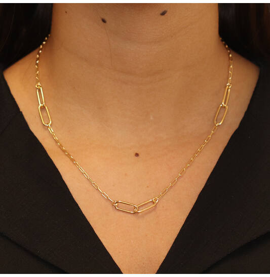  Schakelcollier - Anker - Zilver verguld - 50cm