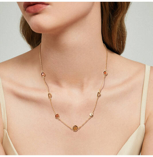  Necklaces with pendant - Jasseron - Goldplated - 55cm Colors from Nature - 