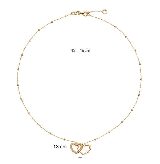  Necklaces with pendant - Heart - Anchor - Goldplated - 45cm