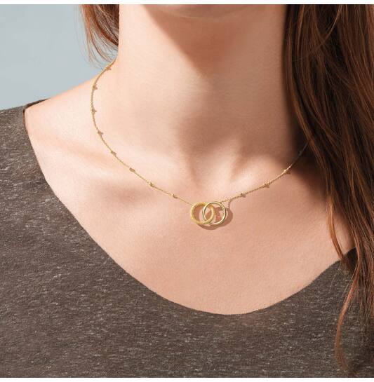  Necklace - Round - Anchor - Goldplated - 45cm
