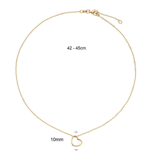  Necklaces with pendant - Heart - Anchor - Goldplated - 45cm