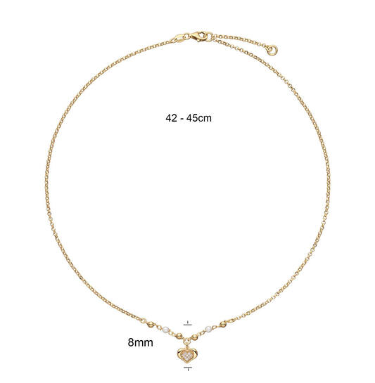  Colliers à pendentif - Cœur - Dés, billes - Argent doré - 45cm
