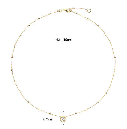  Collier - Rond - Anker - Zilver verguld - 45cm