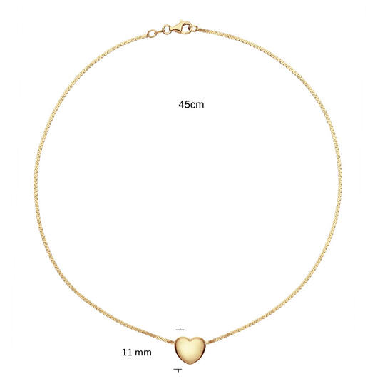  Necklaces with pendant - Heart - Fantasy link - Goldplated - 45cm
