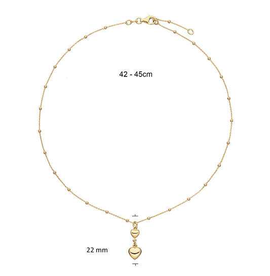  Necklaces with pendant - Heart - Anchor - Goldplated - 45cm