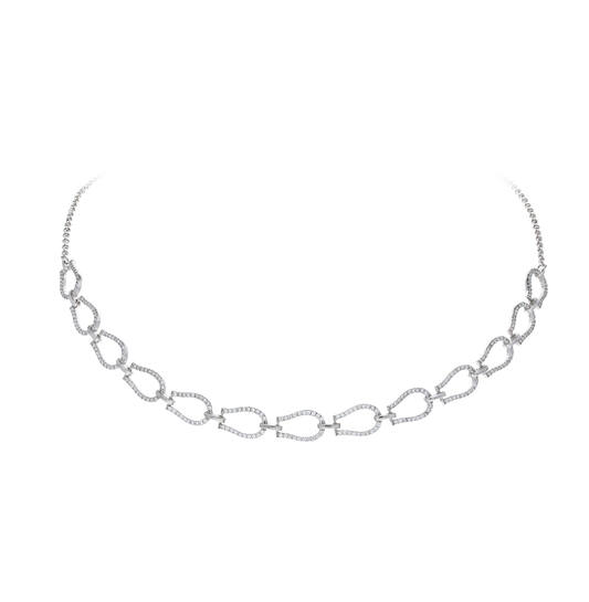  Ras-de-cou - Rond - Maillon fantaisie - Argent - 42cm
