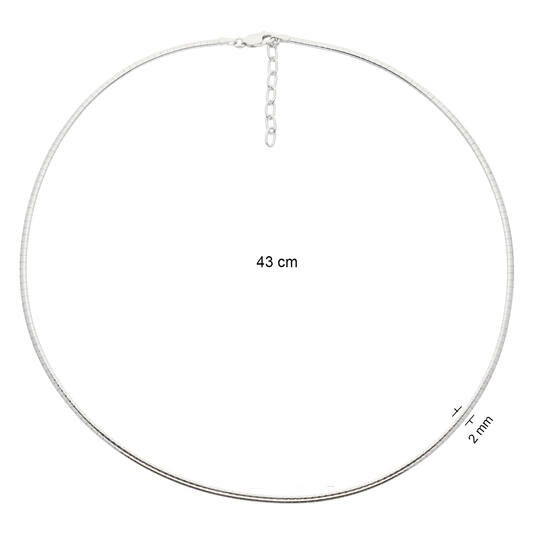  Colliers oméga - Rond - Omega - Argent - 43cm