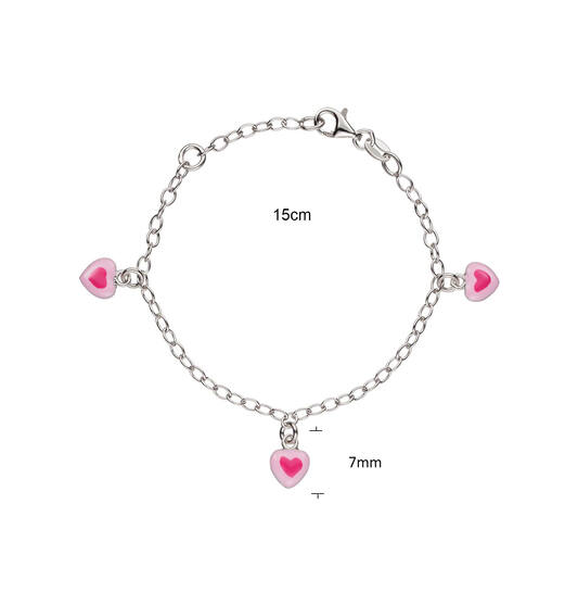  Gliederarmbänder - Jasseron - Herz - 3mm - 16cm