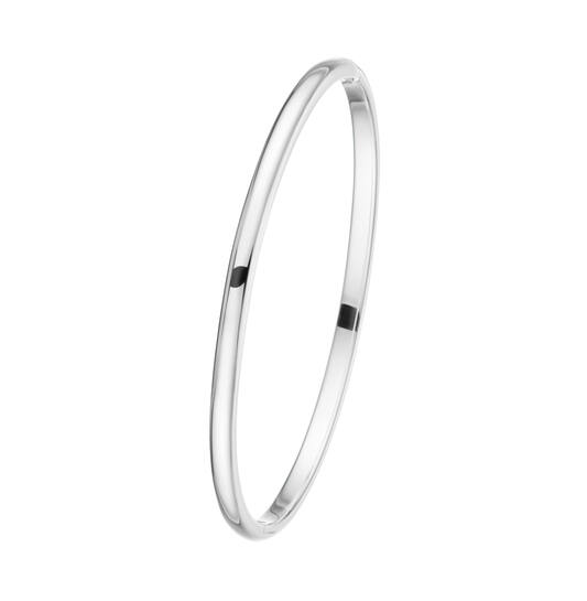  Bracelets - Solid Silver Bangles - Ovale - 4mm - Ø 60mm