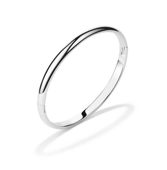  Bracelets - Solid Silver Bangles - Solide - Ovale - 6mm - Ø 60mm