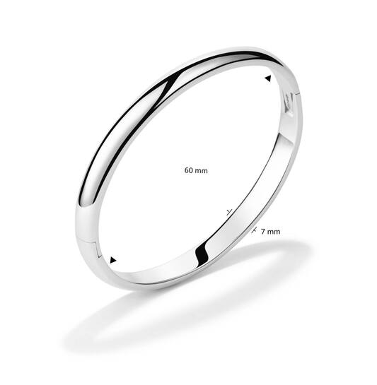  Bangles - Solid Silver Bangles - Solid - Oval - 7mm - Ø 60mm