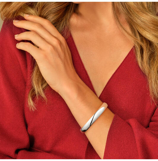  Armreifen - Solid Silver Bangles - Solide - Oval - 10mm - Ø 60mm