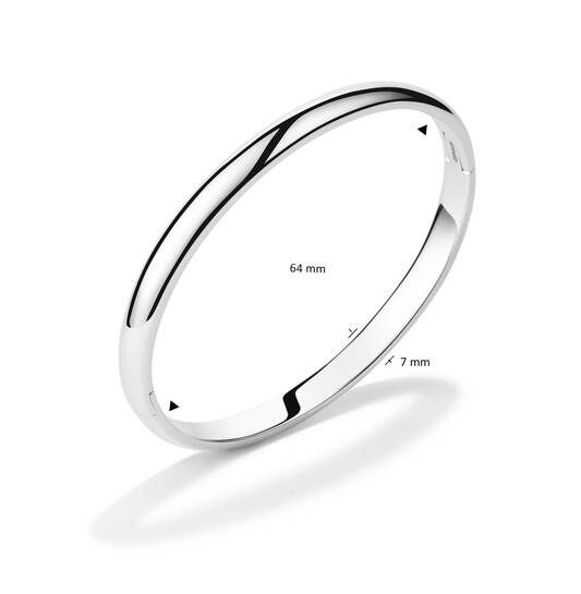  Bangles - Solid Silver Bangles - Solid - Oval - 7mm - Ø 64mm