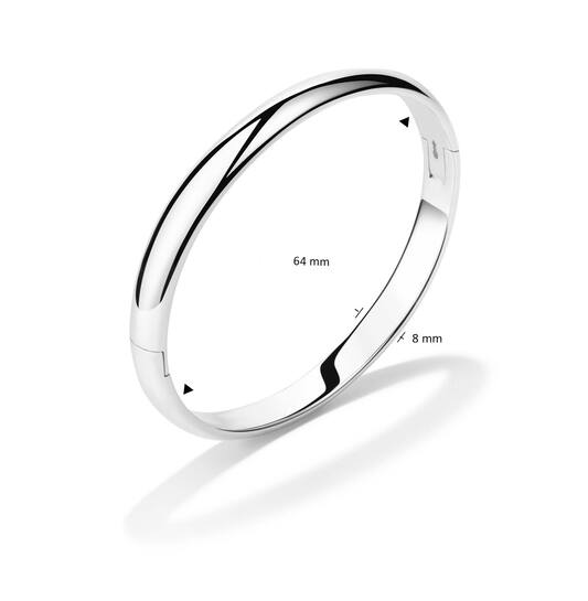  Bangle - Solid Silver Bangles - Massief - Ovaal - 8mm - Ø 64mm