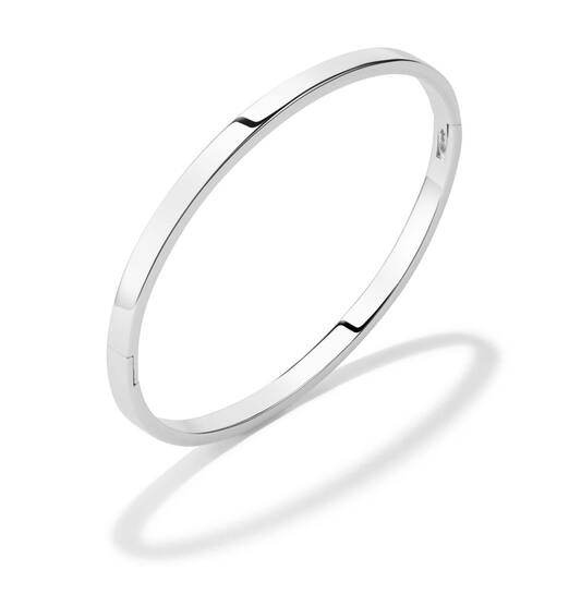  Bracelets - Solid Silver Bangles - Solide - Carré - 4mm - Ø 56mm