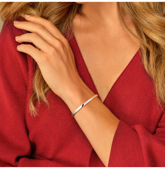  Bracelets - Solid Silver Bangles - Solide - Carré - 4mm - Ø 56mm