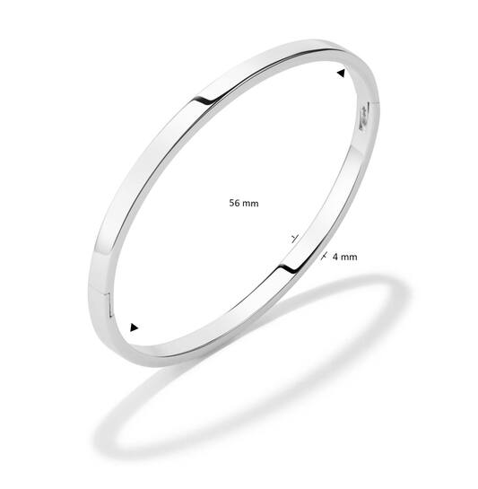  Bracelets - Solid Silver Bangles - Solide - Carré - 4mm - Ø 56mm