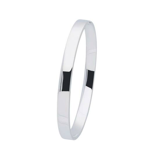 Bracelets - Solid Silver Bangles - Solide - Carré - 5mm - Ø 56mm