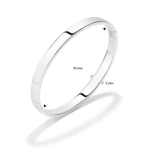  Bracelets - Solid Silver Bangles - Solide - Carré - 5mm - Ø 56mm