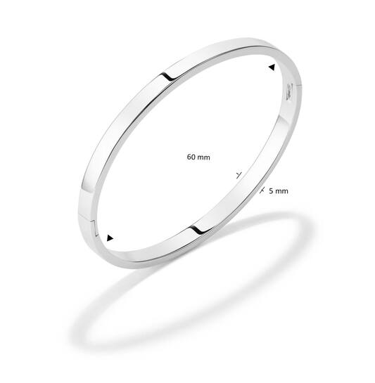 Bangle - Solid Silver Bangles - Massief - Vierkant - 5mm - Ø 60mm