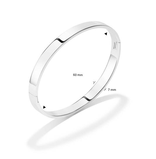  Armreifen - Solid Silver Bangles - Solide - Quadrat - 7mm - Ø 60mm