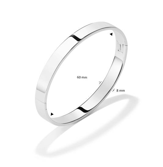  Bangles - Solid Silver Bangles - Solid - Square - 8mm - Ø 60mm