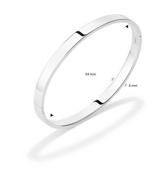  Armreifen - Solid Silver Bangles - Solide - Quadrat - 6mm - Ø 64mm