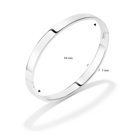  Bracelets - Solid Silver Bangles - Solide - Carré - 7mm - Ø 64mm
