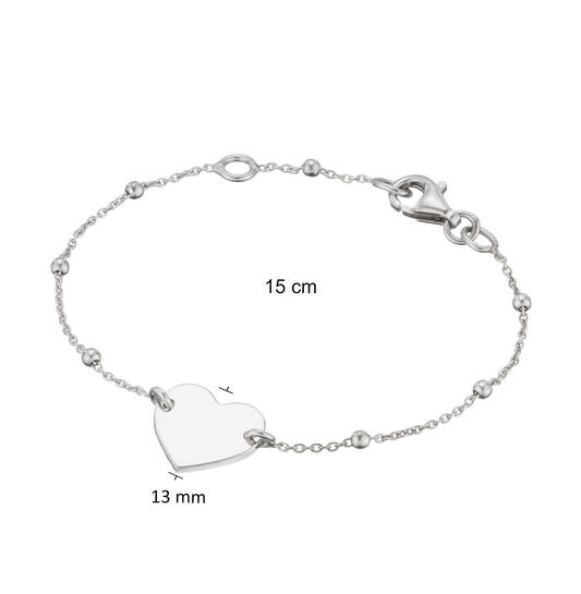  Plate bracelets - Anchor - Heart - 12mm - 15cm
