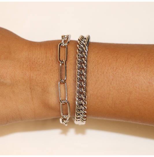  Bracelets à maillons - Trombone - 3mm - 19cm