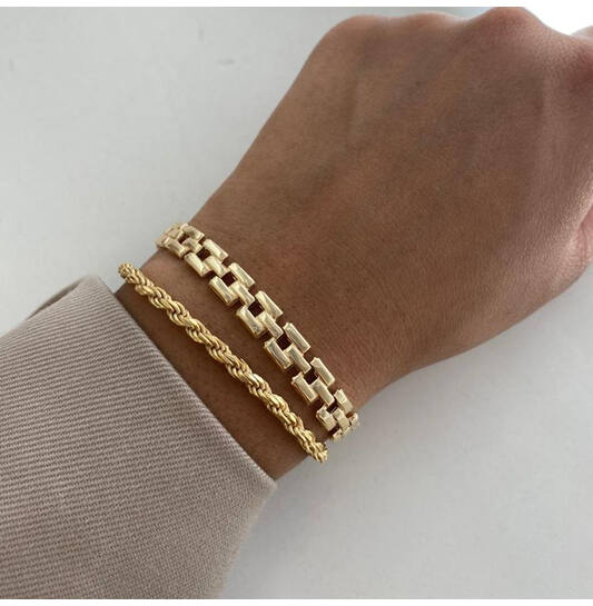  Link bracelets - Rope - 2mm - 18cm