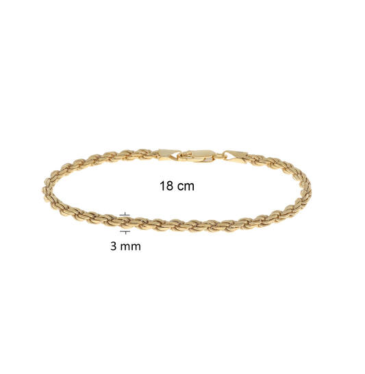  Link bracelets - Rope - 2mm - 18cm