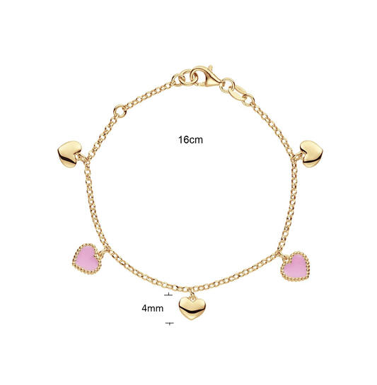  Bracelets à maillons - Jasseron - Cœur - 4mm - 16cm