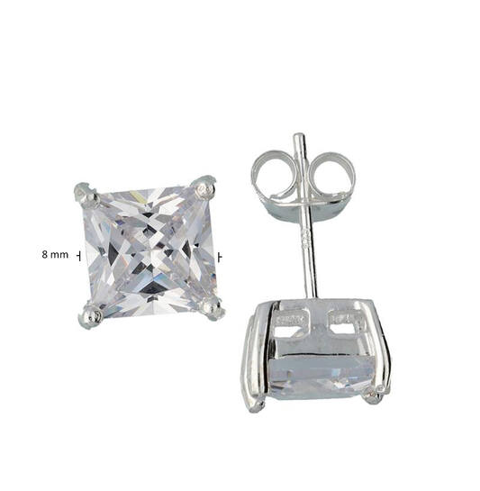 Boucles d'oreilles à puces Zircone - - Ø 8mm