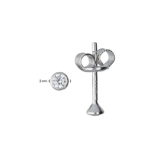  Oorstekers Zirkonia - - Ø 3mm