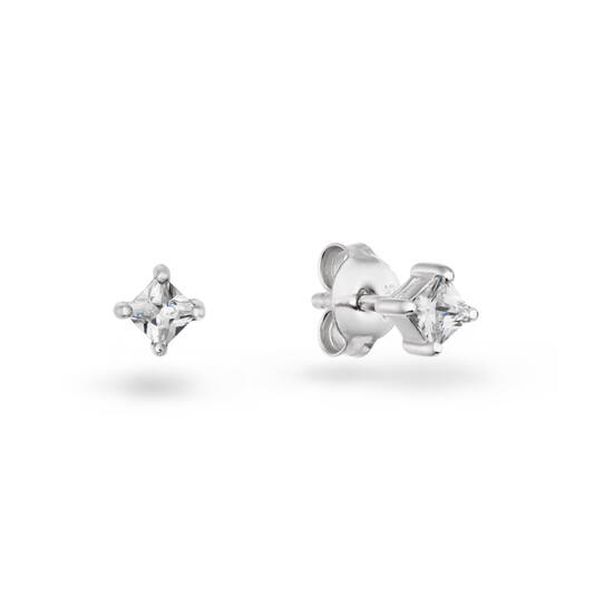  Ohrstecker - Quadrat Zirkonia - - Ø 4mm